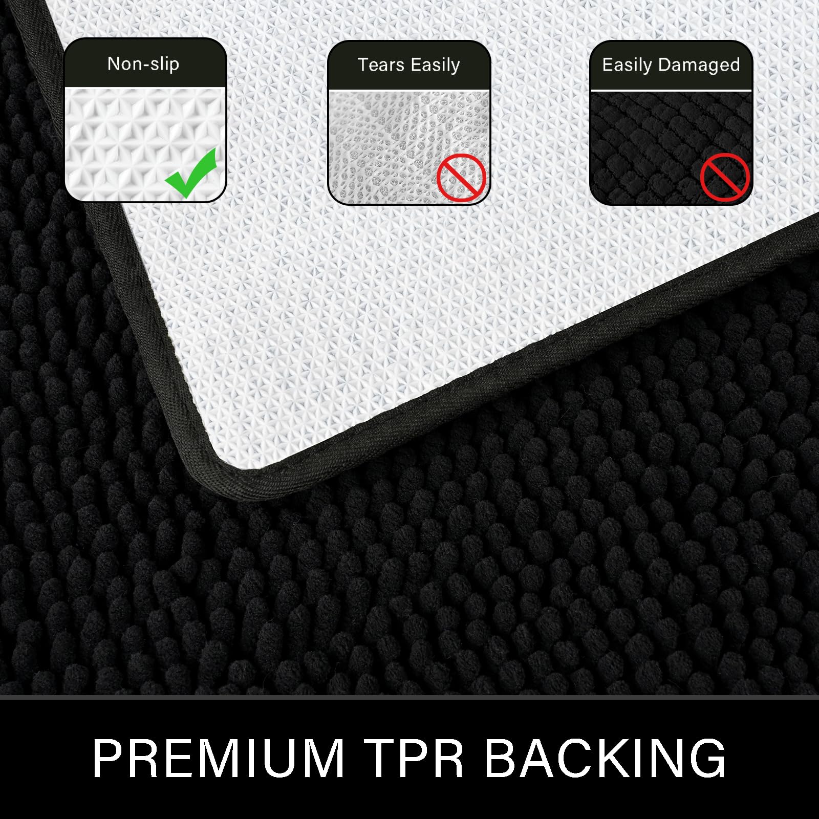 Lochas Luxury Bathroom Rug Shaggy Bath Mat 20 X 30 Inch, Washable Non Slip Bath Rugs For Bathroom Shower, Soft Plush Chenille Ab